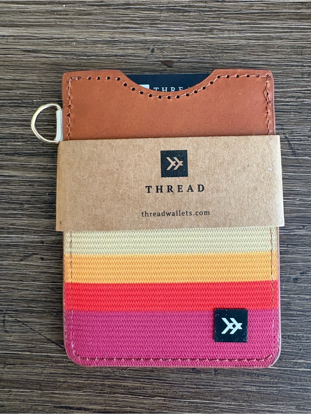 THREAD Women's Multicolor Stripe Card Wallet - Pink & Orange